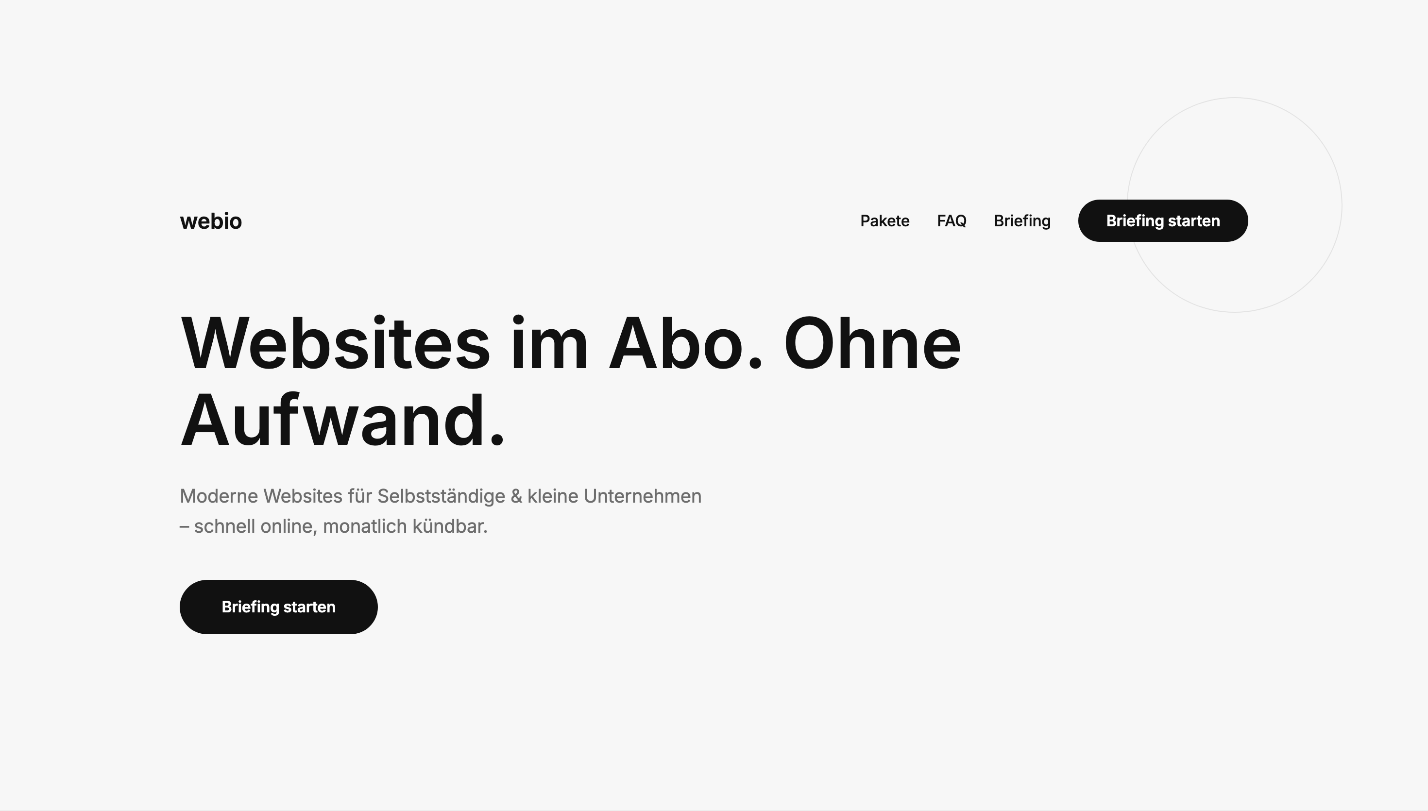 Vorschau der webio Landingpage
